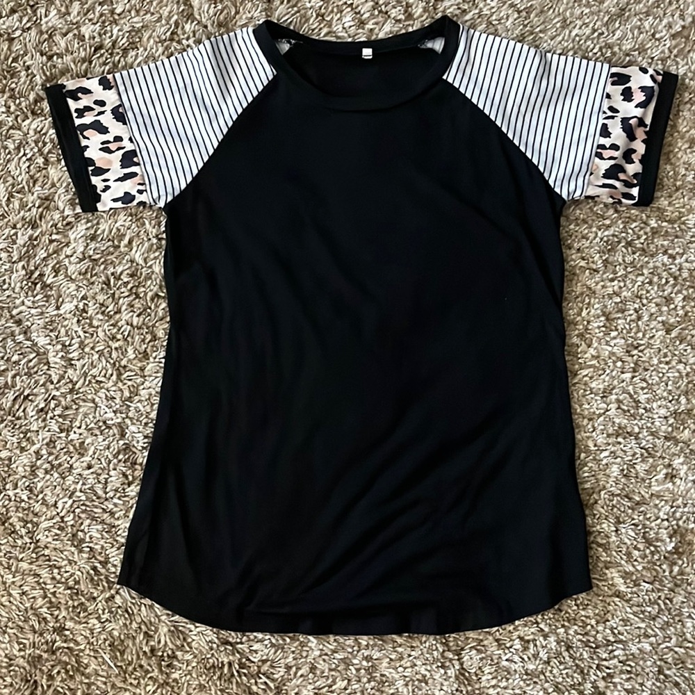 Medium, leopard and stripe top